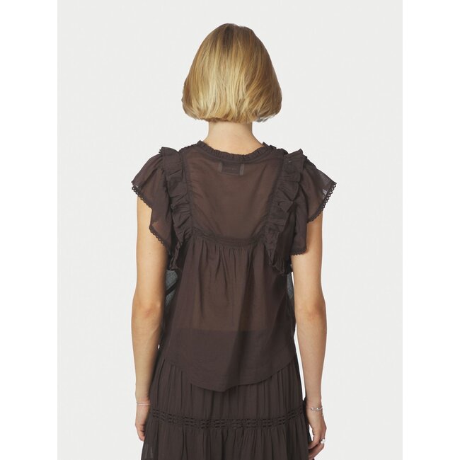 Neo Noir JAYLA S VOILE TOP DARK BROWN