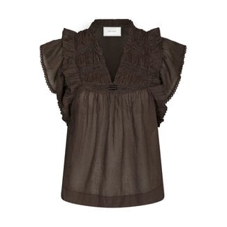 Neo Noir JAYLA S VOILE TOP DARK BROWN
