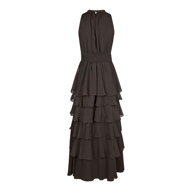 Neo Noir MARLI SOLID CHIFFON DRESS DUSTY BROWN