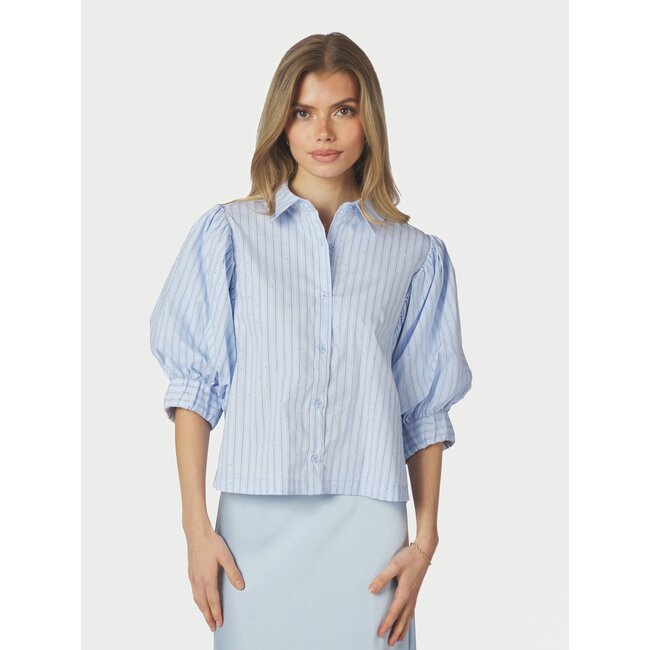 Neo Noir ETTA STRIPE STONE SHIRT LIGHT BLUE