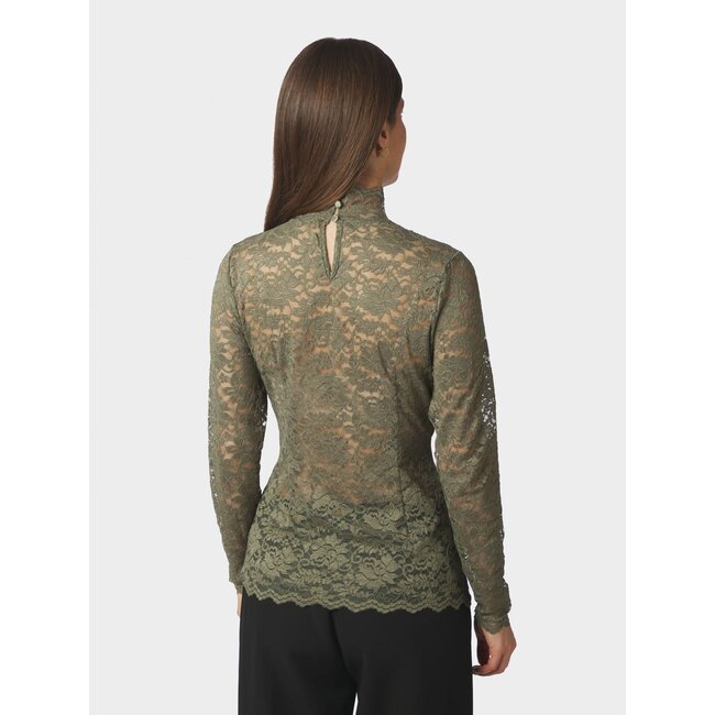Neo Noir LIZA LACEFLOWER BLOUSE COLD ARMY