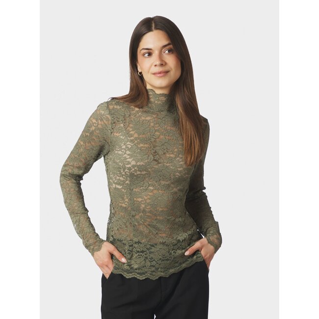 Neo Noir LIZA LACEFLOWER BLOUSE COLD ARMY