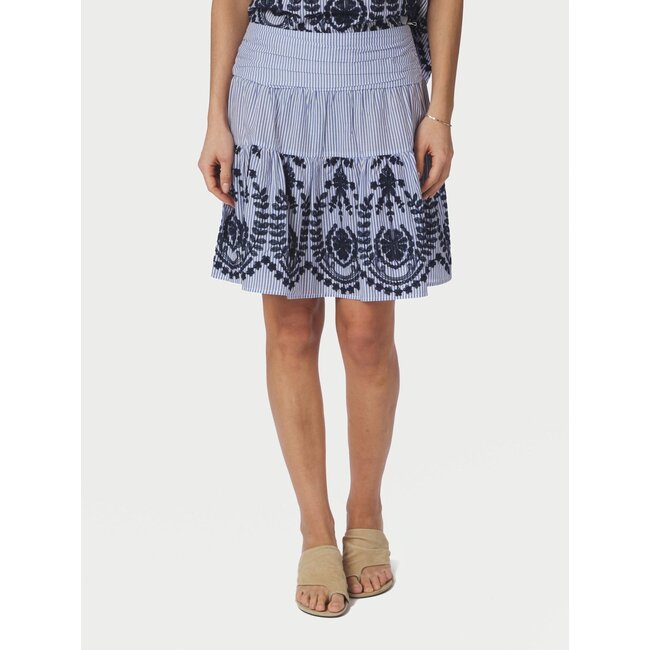 Neo Noir TARROW STRIPE EMB. SKIRT BLUE