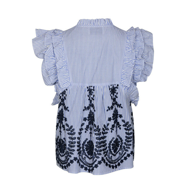 Neo Noir JAYLA STRIPE EMB. TOP BLUE