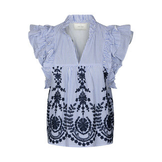 Neo Noir JAYLA STRIPE EMB. TOP BLUE