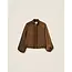 TWINSET ENVERS SATIN BALLOON JACKET DARKNESS BROWN
