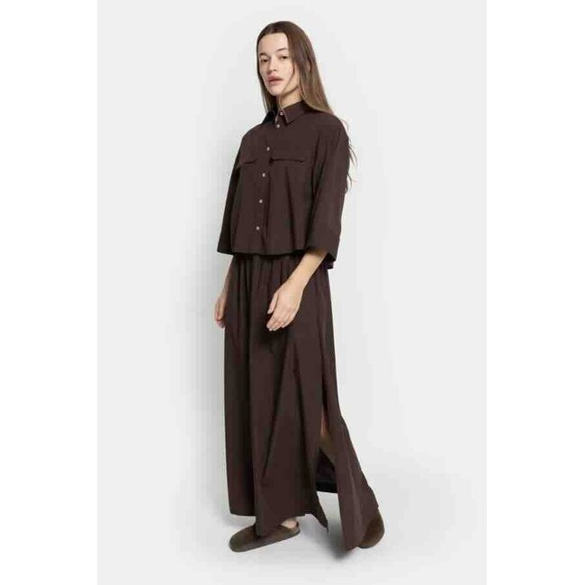 Ame antwerp KILT BROWN LONG SKIRT IN POPLIN
