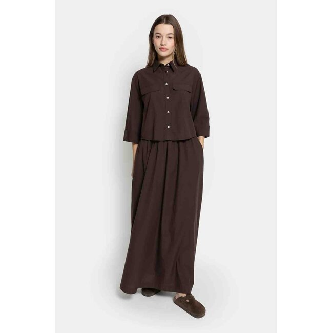 Ame antwerp KILT BROWN LONG SKIRT IN POPLIN