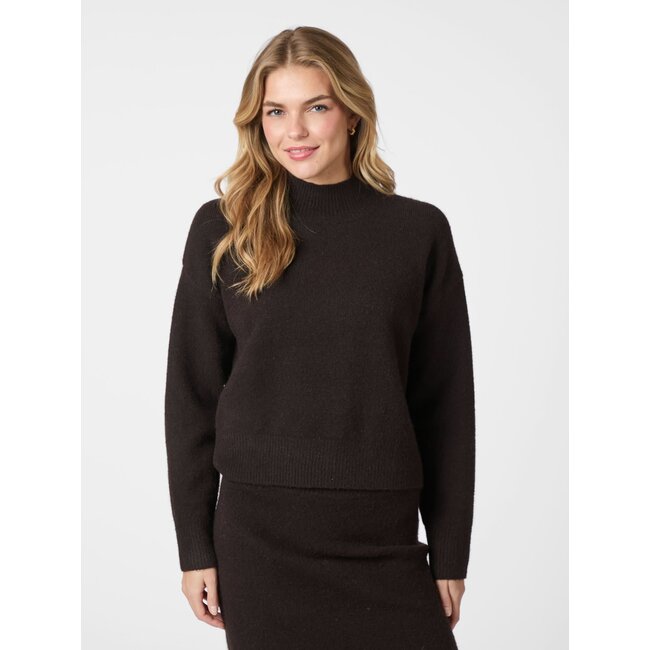 Neo Noir PAULINA KNIT BLOUSE DARK BROWN