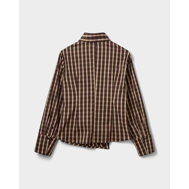 Sofie Schnoor PAIGE CHECKED ASYMMETRIC SHIRT BROWN CHECK