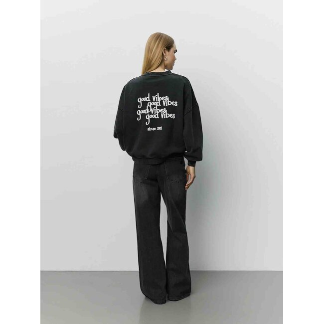 Sofie Schnoor PAROS OVERSIZED PRINTED SWEATSHIRT WASHED BLACK