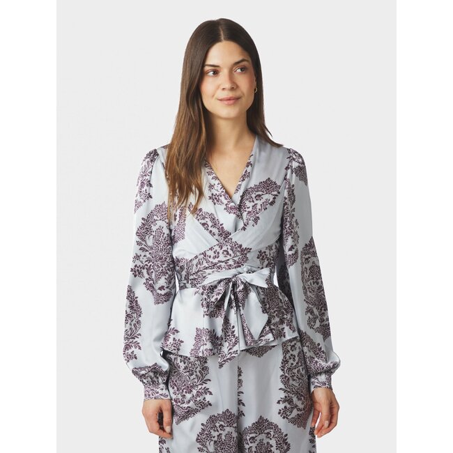 Neo Noir RISTA DECO DROP BLOUSE LIGHT BLUE