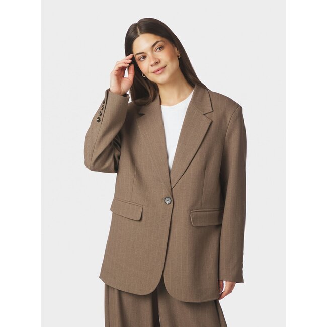 Neo Noir GABY PINSTRIPE BLAZER TAUPE