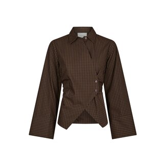 Neo Noir FENLI SMALL CHECK SHIRT AUBERGINE