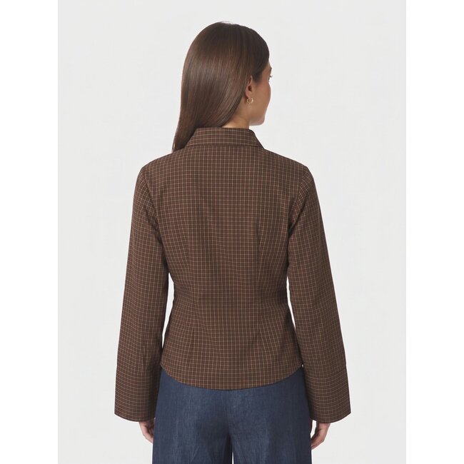 Neo Noir FENLI SMALL CHECK SHIRT AUBERGINE