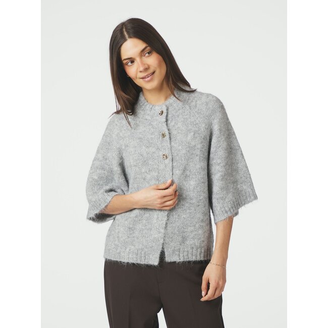 Neo Noir BENUTA FLUFFY KNIT CARDIGAN GREY MEL