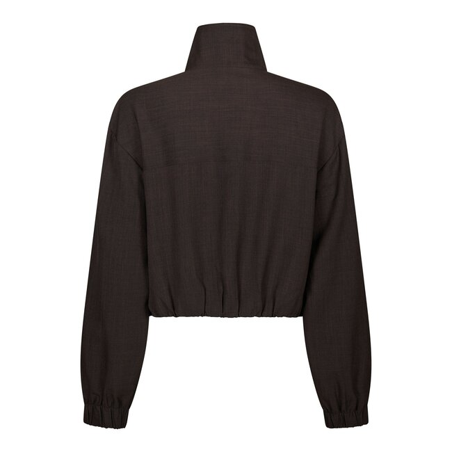 Neo Noir FELICITY ZIP BLOUSE DARK BROWN