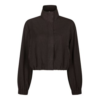 Neo Noir FELICITY ZIP BLOUSE DARK BROWN