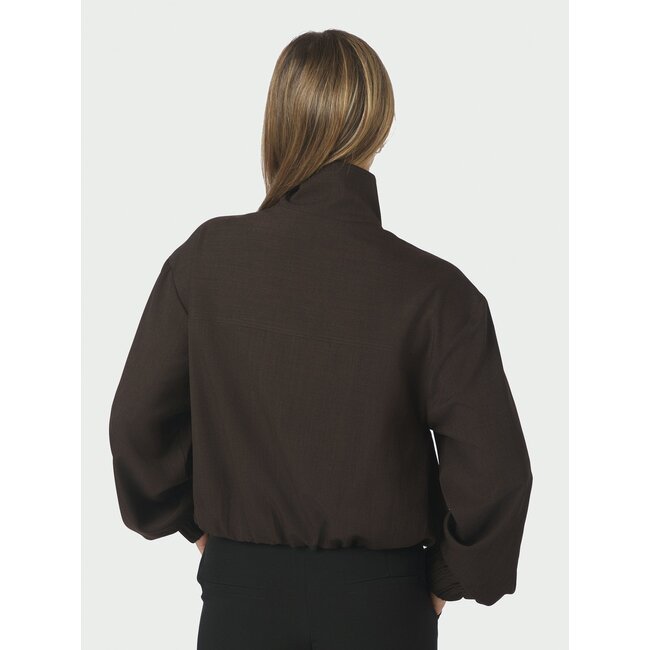 Neo Noir FELICITY ZIP BLOUSE DARK BROWN
