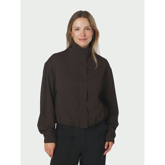 Neo Noir FELICITY ZIP BLOUSE DARK BROWN