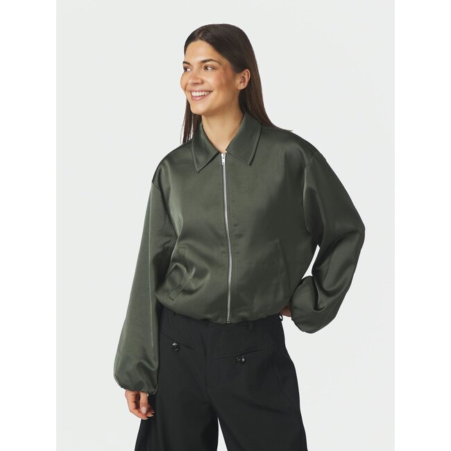 Neo Noir DENIELLE HEAVY SATEEN JACKET DEEP GREEN