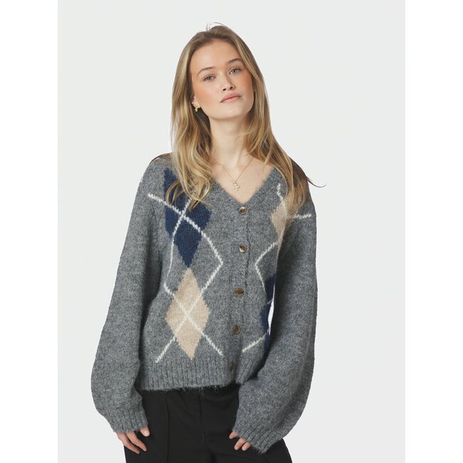 Neo Noir BELENEY SMALL CHECK FLUFF CARD. DARK GREY
