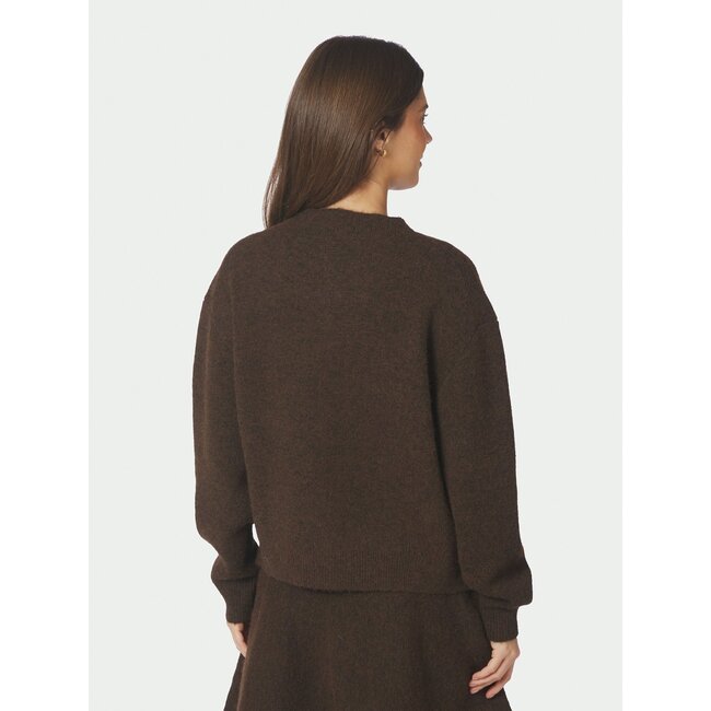 Neo Noir DIONE FLUFFY KNIT CARDIGAN BROWN MEL.