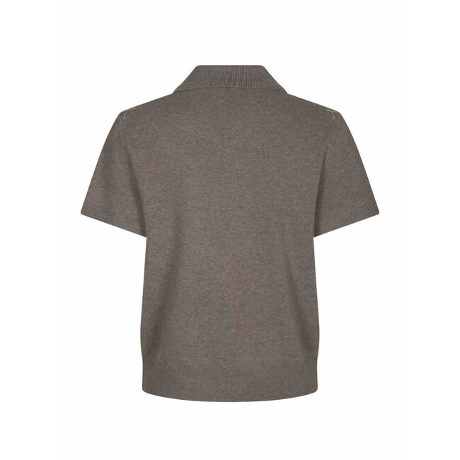 Neo Noir GIA CHECK KNIT BLOUSE DARK TAUPE