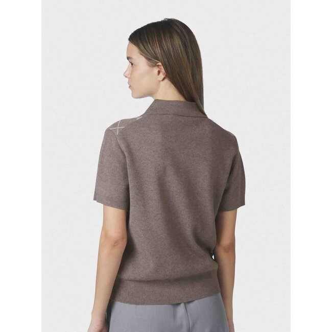 Neo Noir GIA CHECK KNIT BLOUSE DARK TAUPE