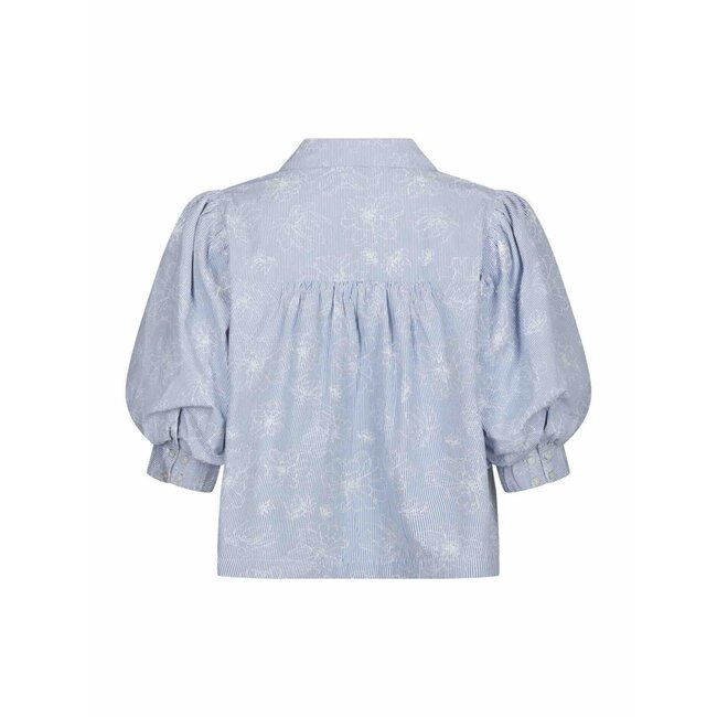 Neo Noir ETTA FLOWER STRIPE SHIRT LIGHT BLUE