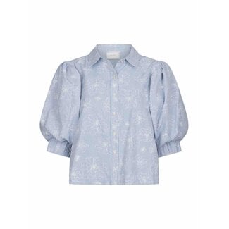 Neo Noir ETTA FLOWER STRIPE SHIRT LIGHT BLUE