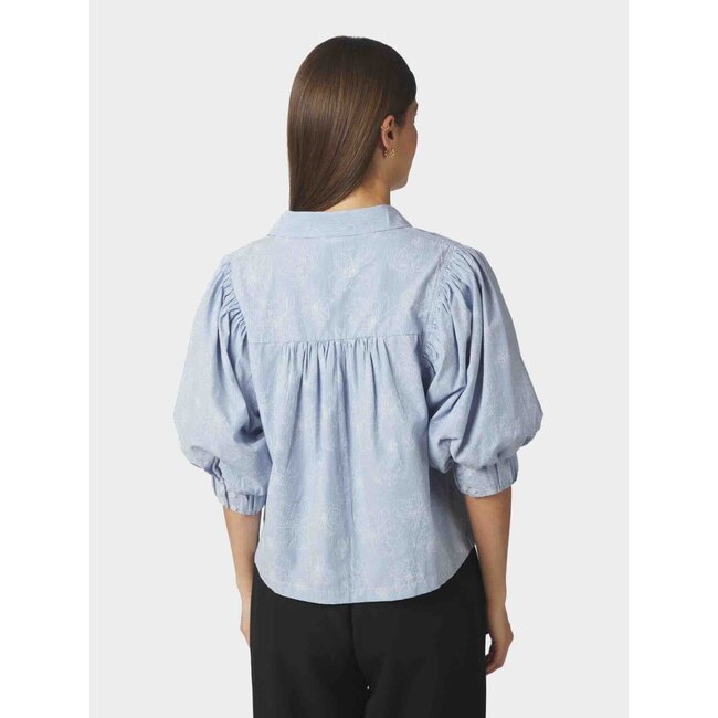 Neo Noir ETTA FLOWER STRIPE SHIRT LIGHT BLUE