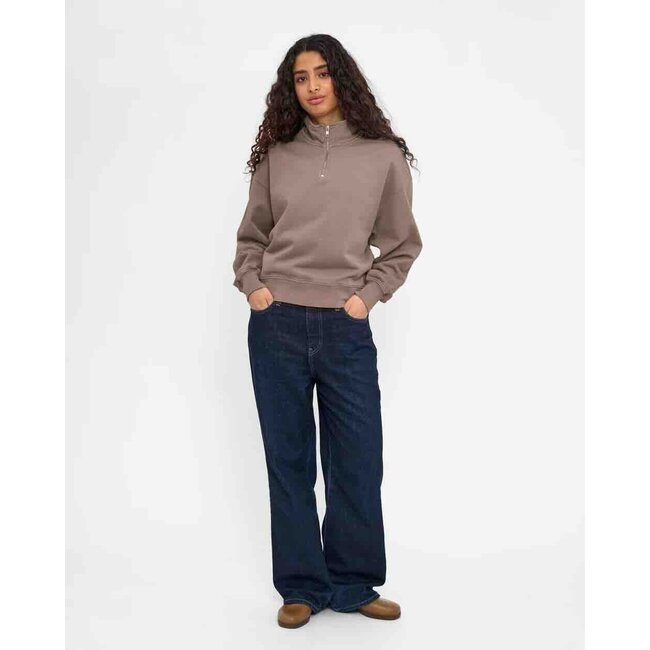 Colorful Standard WOMEN ORGANIC QUARTER ZIP FADED KHAKI