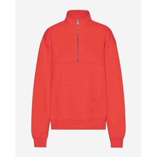 Colorful Standard WOMEN ORGANIC QUARTER ZIP RED TANGERINE