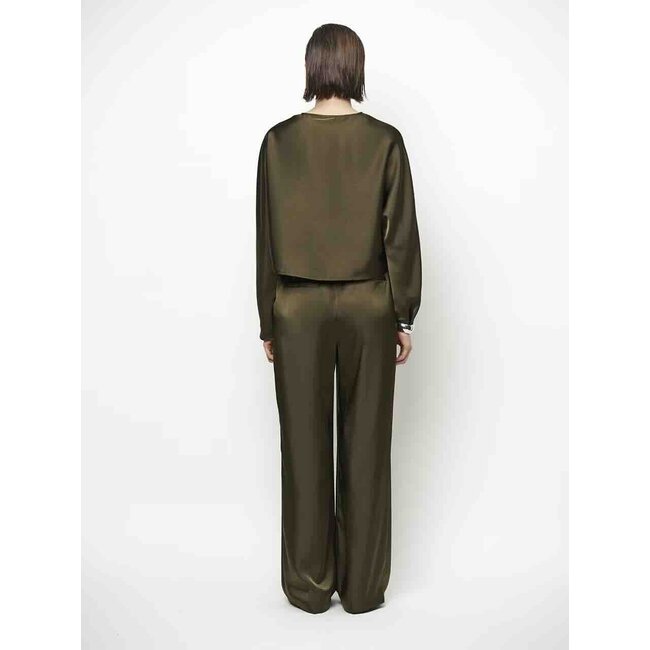 Dante 6 LEIVA BOLD SATIN TOP OLIJFGROEN