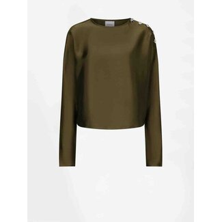 Dante 6 LEIVA BOLD SATIN TOP OLIJFGROEN
