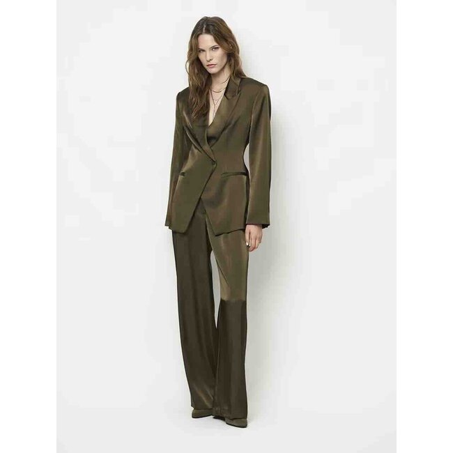 Dante 6 JULES BOLD SATIN PANTS OLIJFGROEN