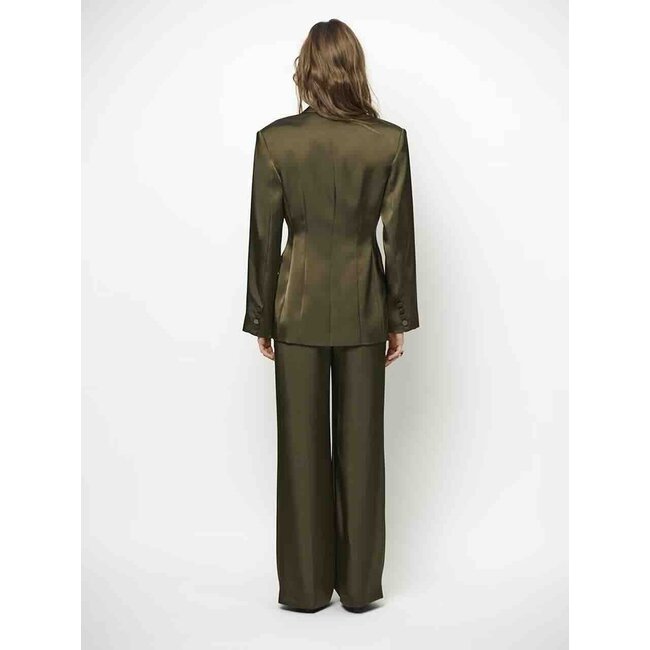 Dante 6 JULES BOLD SATIN PANTS OLIJFGROEN