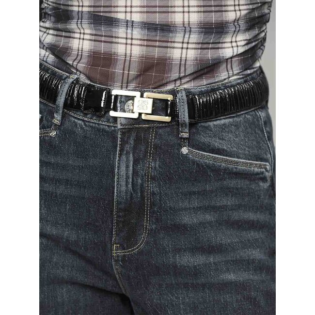 Dante 6 CRACKLE FAUX LEATHER BELT ZWART