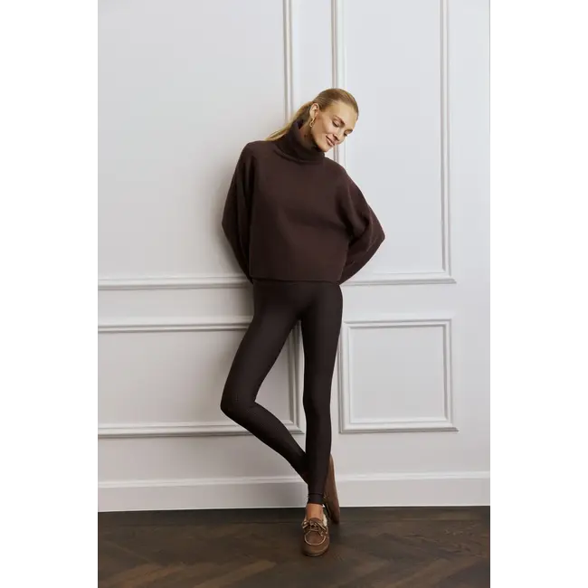 Deblon Sports CLASSIC LEGGINGS HIGH WAISTBAND PIED DE POULE DUSK BROWN