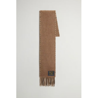 WOOLRICH WOOL CHECK SCARF GOLD KHAKI