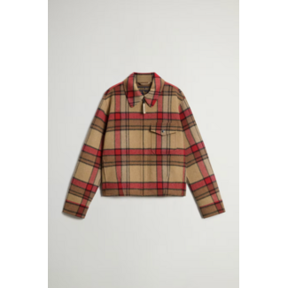 WOOLRICH LIGHT DOUBLE WOOL JACKET RED GOLD KHAKI