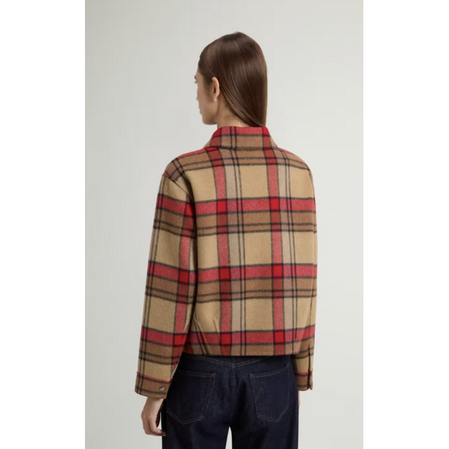 WOOLRICH LIGHT DOUBLE WOOL JACKET RED GOLD KHAKI