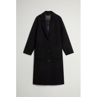 WOOLRICH DOUBLE WOOL COAT BLACK