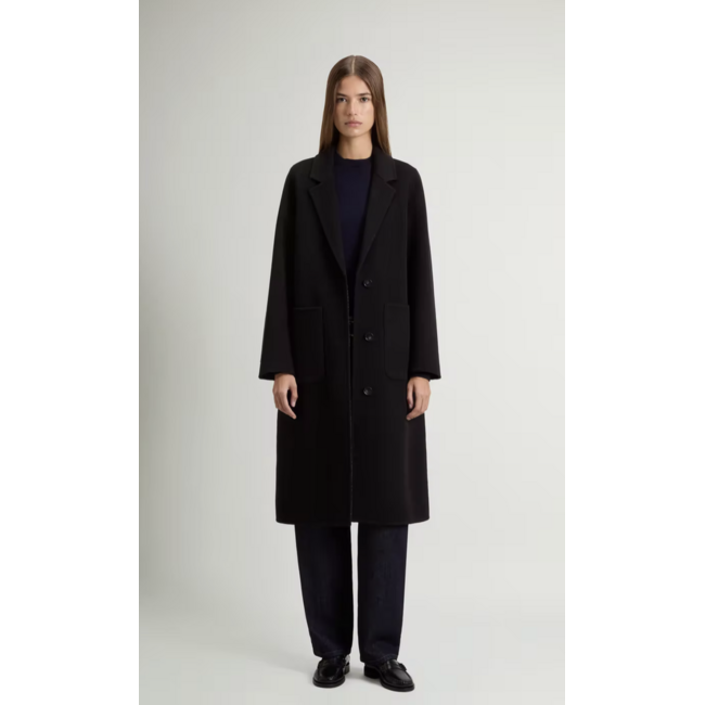 WOOLRICH DOUBLE WOOL COAT BLACK