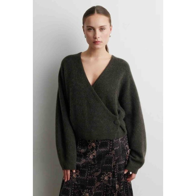 Second Female GABY WRAP KNIT BLACK OLIVE