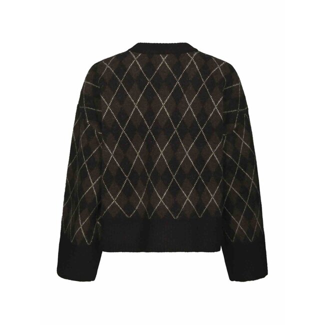 Neo Noir KICK CHECK KNIT BLOUSE DARK BROWN