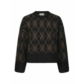 Neo Noir KICK CHECK KNIT BLOUSE DARK BROWN