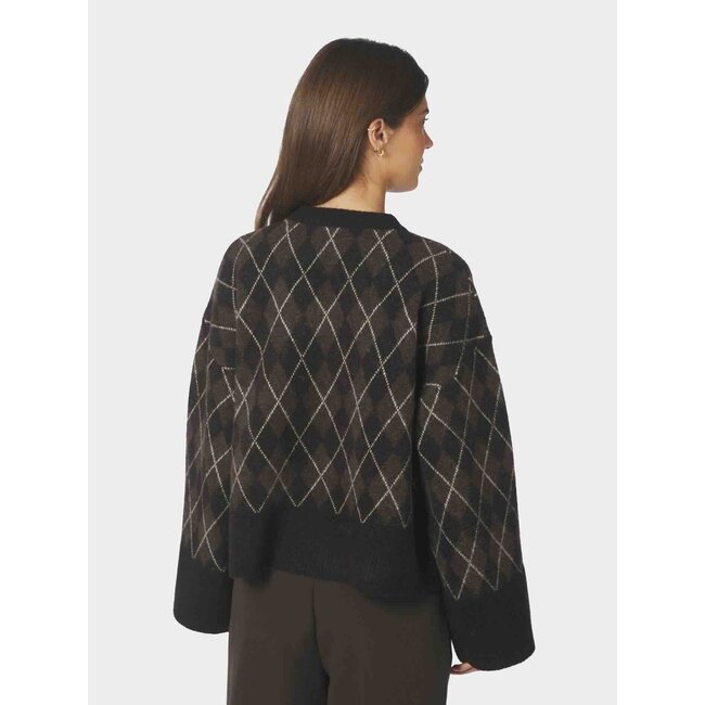 Neo Noir KICK CHECK KNIT BLOUSE DARK BROWN
