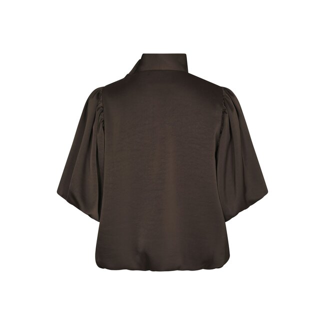 Neo Noir PARISA HEAVY SATEEN BLOUSE DARK BROWN